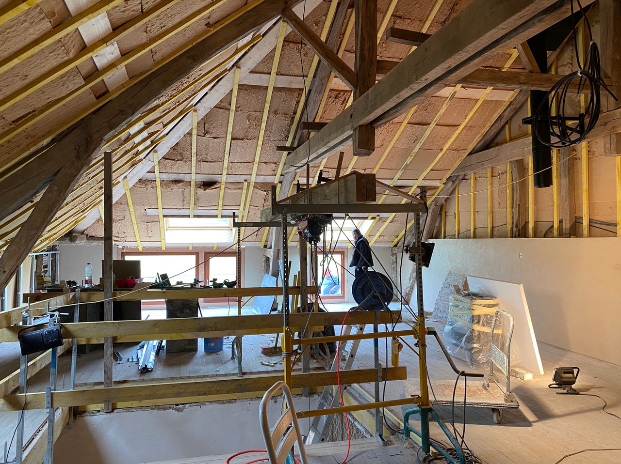 photo des combles en cours de travaux