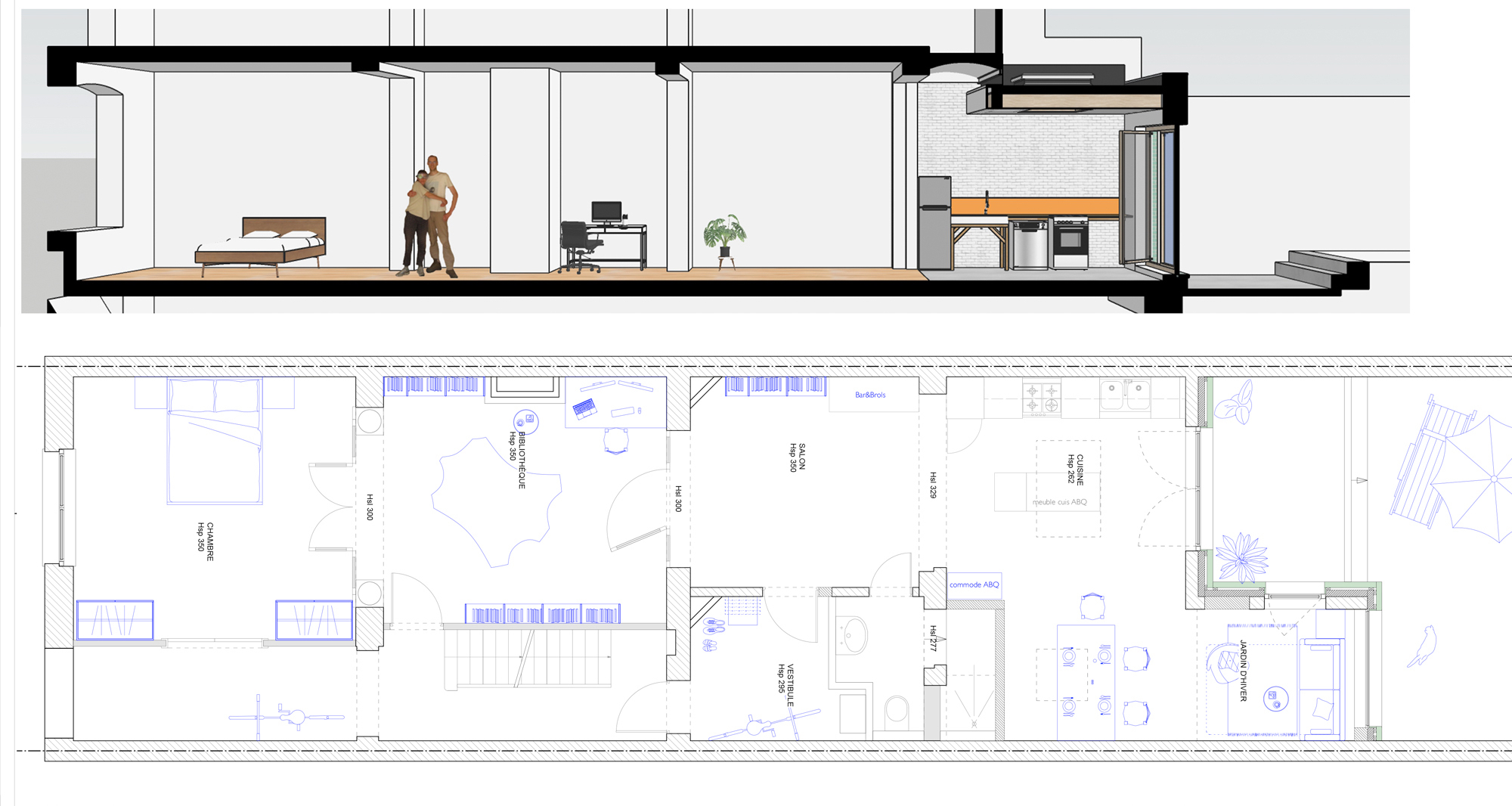 coupe et plan du projet