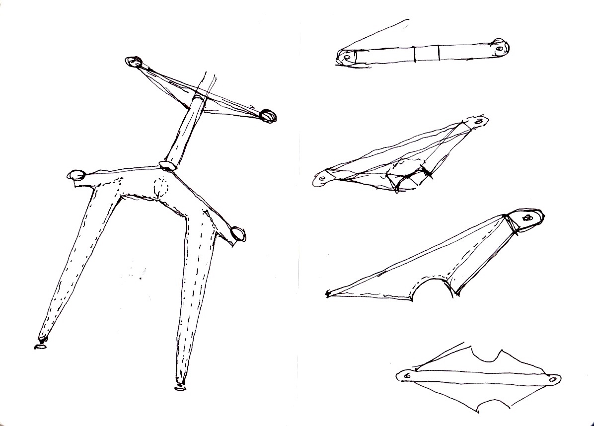 croquis du système de pliage des pieds métalliques