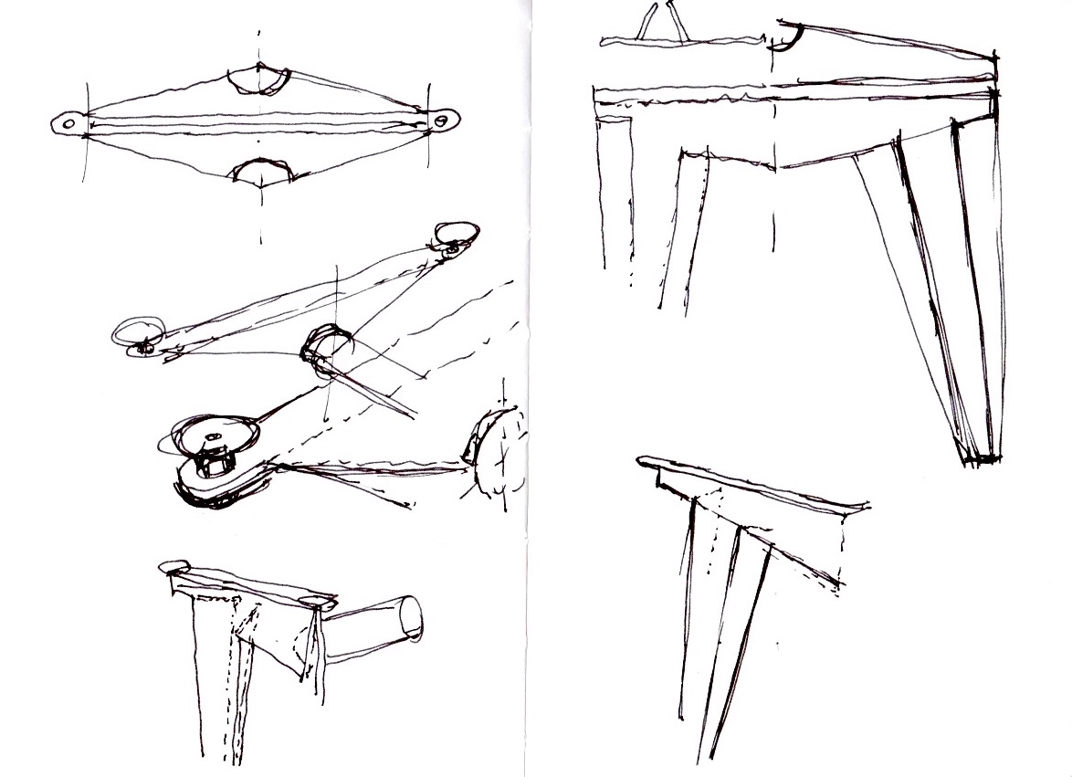 croquis du système de pliage des pieds métallique