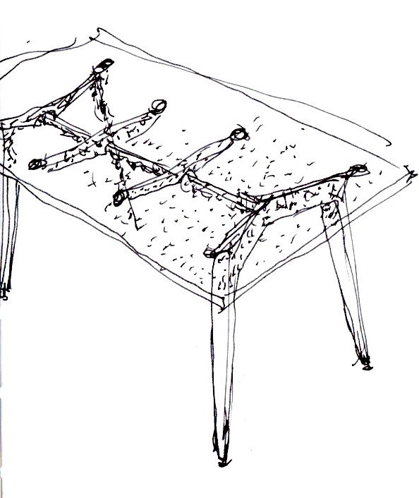 croquis du système de pliage des pieds métallique