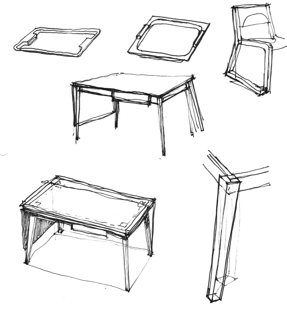 croquis de la l'ensemble de la table