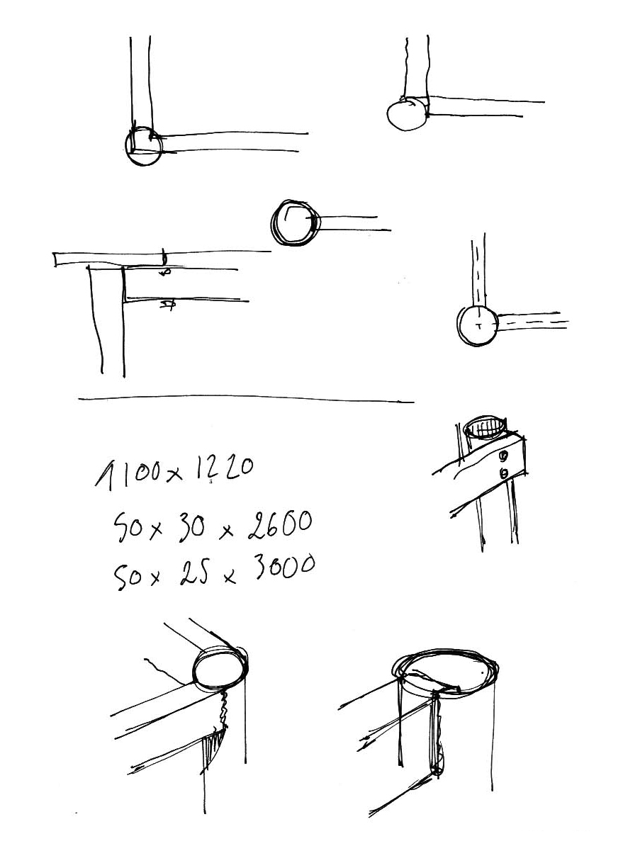 détails de la table à main levée