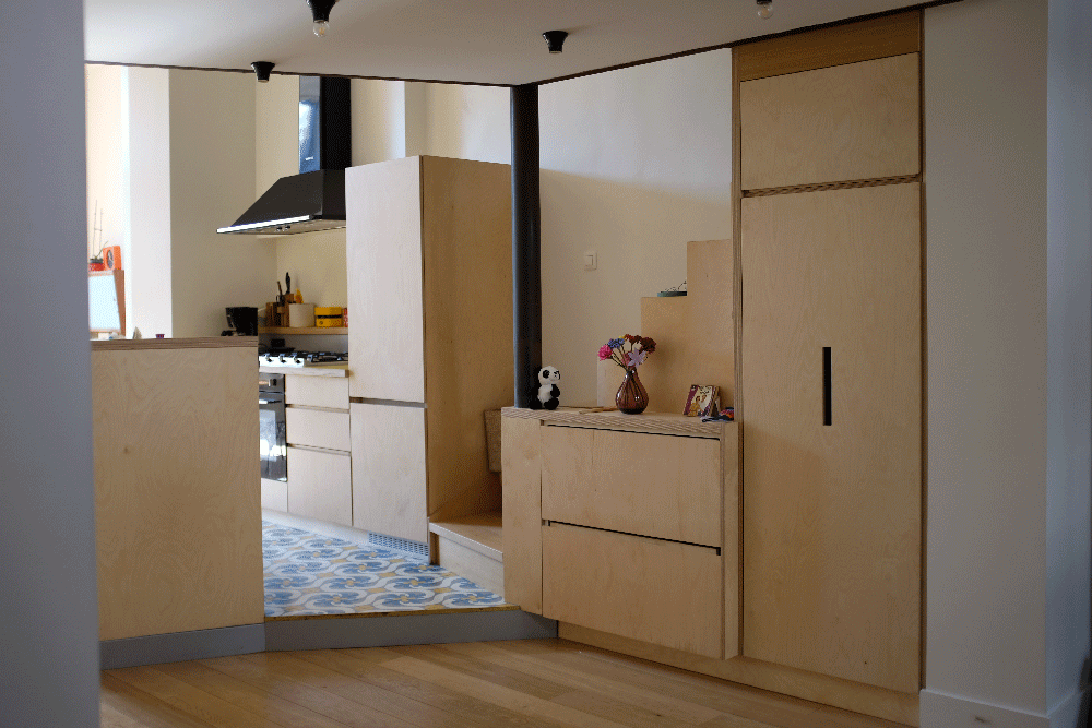 montage photo en gif : ouverture des éléments du dressing