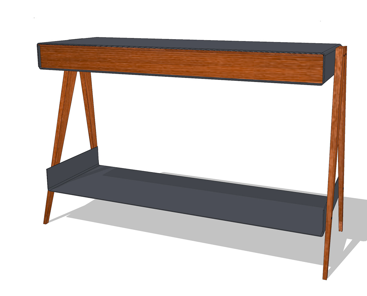 vue 3D du meuble tv, avec les textures des matériaux