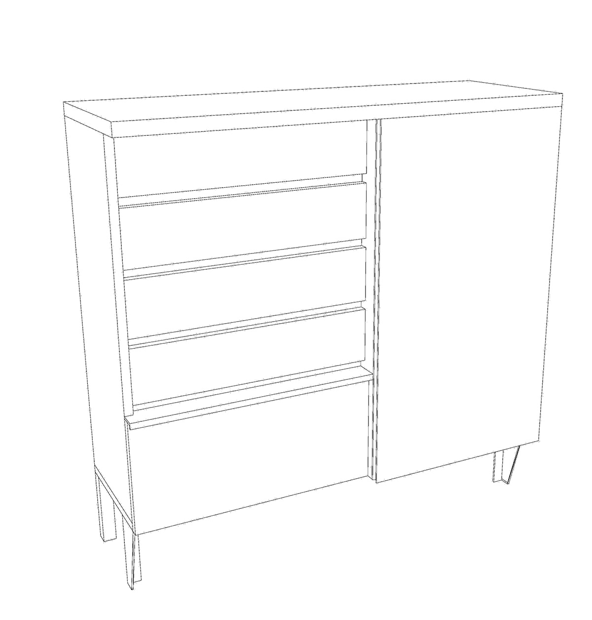 vue 3D de la commode