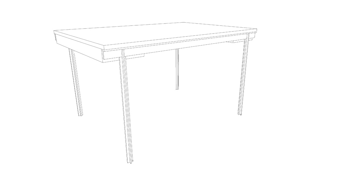 vue 3D de la table